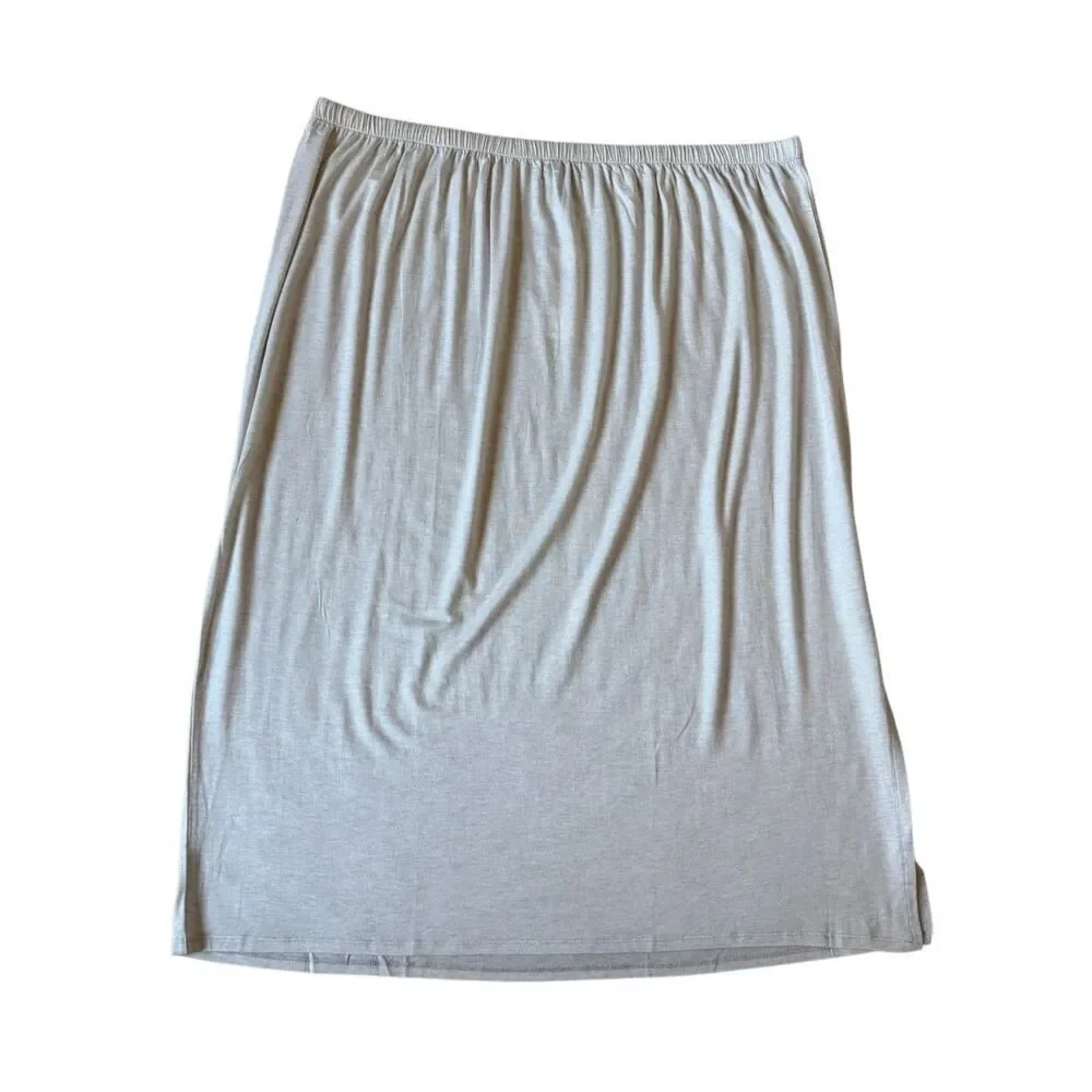 NEW‎ Eileen Fisher Jersey Side Slit Midi Skirt Maple Oat 2X Cream Pull On